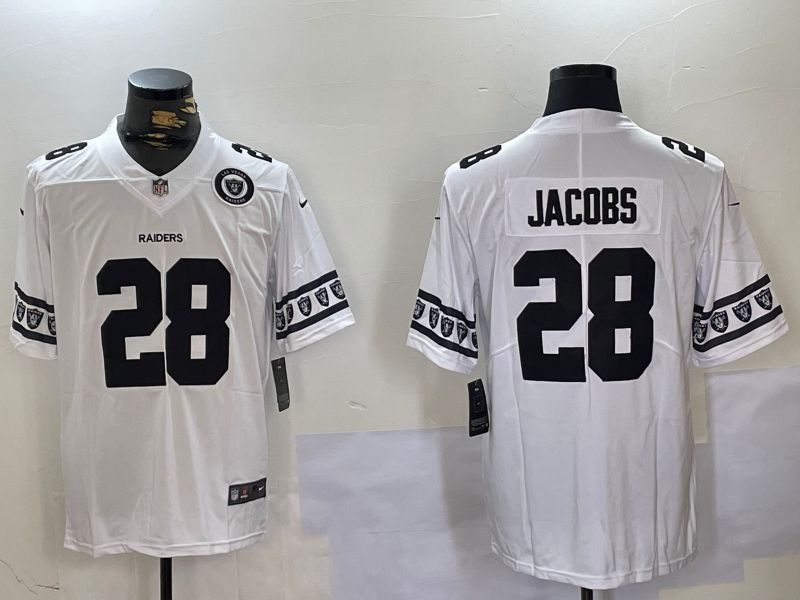 Men Oakland Raiders #28 Jacobs White 2024 Nike Vapor Limited NFL Jersey style 3